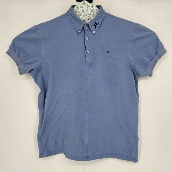 J Lindeberg Shirt Mens Large Blue Short Sleeve Golf Polo L Casual Faded - Picture 1 of 11